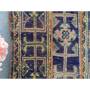 Alfombra Turca de 1.8x4.8 pies, Alfombra Azul Ombré de Lana - Product Image 4