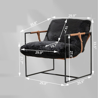 Chaise d'appoint moelleuse fauteuil spacieux avec rembourrage en mousse et cadre en métal, idéal pour le salon, la chambre à coucher, la lecture