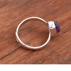 Anillo de amatista cruda Anillo de regalo de piedra púrpura ajustable de Plata de Ley 925 - Product Image 4