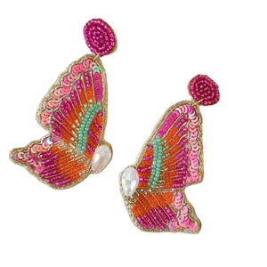 Top Handmade Beaded Embroidery Butterfly <b>Wings</b> Dangle Drop <b>Earring</b> With High Quality Style & Fancy Unique Jewelry From India - Product Image 1