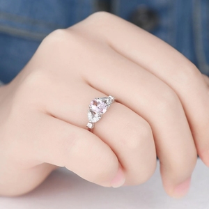 Bague de fiançailles en or massif 14k morganite naturelle avec de vrais diamants pour le désherbage en gros prix OEM ODM - Product Image 5