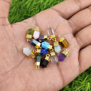 Pendentif à pointe d'améthyste, petite pierre précieuse, breloques à pointe hexagonale, boucle en argent 925, breloques à pointe minuscule pour boucle d'oreille, breloques DIY - Product Image 2