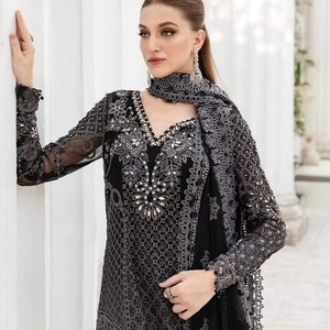 Maria B SUMMAIRA COLLECTION Formal Heavy Embroidered 3 Pc Chiffon Dresses Indian Pakistani Clothing for Weddings Limited - Product Image 5