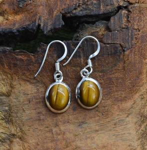 Tendance 925 argent Sterling oeil de tigre pierres précieuses boucles d'oreilles bijoux à la main argent Boho Style boucles d'oreilles bijoux pour femmes cadeau - Product Image 4