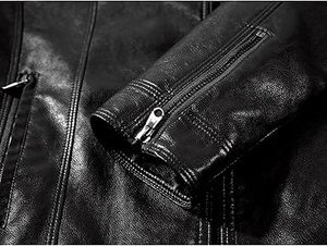 เสื้อแจ็คเก็ตหนังวัวสำหรับผู้ชาย ระบายอากาศได้ดี เป็นมิตรกับสิ่งแวดล้อม แห้งเร็ว อุ่นสำหรับฤดูหนาว คอตั้ง ปิดด้วยซิป สวมใส่สบาย คุณภาพสูง - Product Image 3