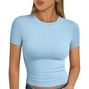 Top corto de mujer de alta calidad, Tops cortos personalizados transpirables para damas, venta al por mayor, camisa holgada, camisetas sin mangas para mujer - Product Image 4