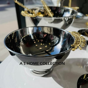 Vajilla brillante pulido Metal flor rama soporte tazón decoración del hogar servir nuevo diseño forma redonda tazón para servir - Product Image 2