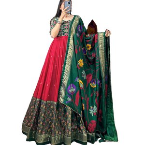 นักออกแบบล่าสุด Chinon ผ้าไหมพิมพ์ดิจิตอล Lehenga Choli โดย Fab Zone - Product Image 1