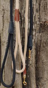 Beige & Brown Rope Dog <b>Leash</b> with Leather Handmade Strong Dog Lead - Product Image 3