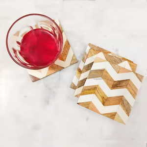 Sous-verres en pierre Dessous de verre en corne de buffle faits à la main Design moderne Collection ronde rustique Belle par l'artisanat en croissant - Product Image 2