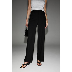 Pantalon tissé à jambes larges et taille élastiquée pour femme GRIMELANGE DESIR, coupe classique - Product Image 2
