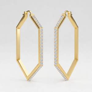 Pendientes de Aro con Diamantes de Moissanita Amarillos y Blancos Certificados por SGL, 4 Quilates, Acabado Pulido, Modernos para Bodas, Fiestas, Regalo - Product Image 1