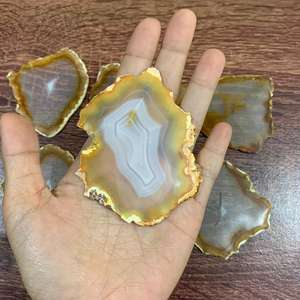 Tranche d'agate irisée naturelle polie, tranche de cristal d'agate arc-en-ciel, spécimen minéral, pierre de présentation pour collectionneur - Product Image 4