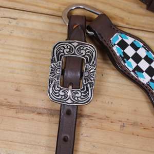 Ensemble de bride et de collier de poitrail en cuir d'usine directe, tressage en cuir brut turquoise, équipement pour chevaux, service OEM bienvenu au meilleur prix - Product Image 4