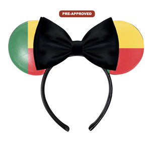 Diadema Personalizada Hecha a Medida con Orejas de Ratón, Diseño Pre-Aprobado con la Bandera de Benín H.E.R. Accesorios - Product Image 1