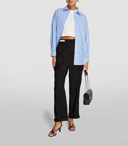 Pantalon cargo automne hiver personnalisé couleur noire uni vierge jambe droite pour les femmes pantalon cargo imprimé personnalisé - Product Image 2