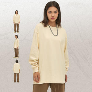 เสื้อยืดแขนยาวสำหรับผู้ชาย, ผ้าฝ้ายออร์แกนิกน้ำหนักมาก305กรัมเสื้อยืดเทอร์รี่ย้อมสีเรียบสำหรับฤดูหนาวฤดูใบไม้ร่วง - Product Image 3