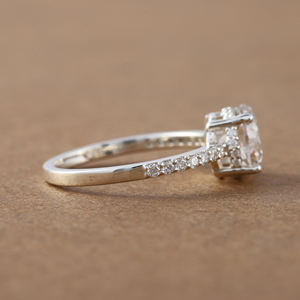 1,5 TCW corte redondo laboratorio cultivado diamante Pave ajuste anillo de compromiso lujoso anillo de compromiso de plata esterlina anillo de regalo para mujeres - Product Image 3