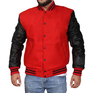 Chaqueta Universitaria de Invierno para Hombre, Chaquetas con Capucha, Venta al por Mayor, Parche de Bordado de Chenilla Personalizado, Mangas de Cuero Casual - Product Image 1