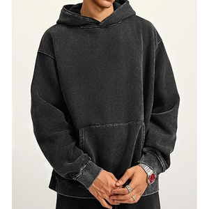 Sudaderas con capucha para hombre, sudadera con bolsa gráfica con apliques personalizados, jersey de gran tamaño lavado con ácido, sudaderas con capucha con hombros caídos, sudaderas con capucha para hombre - Product Image 3