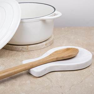 Durable 100% Handmade Natural Marble Spoon Rest Holder with Modern Design Eco-Friendly Dishwasher Safe - Product Image 1