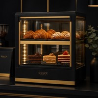 Direkt vom Hersteller: Zweistufige Glas-Bäckereivitrine mit Warm-LED-Beleuchtung für Cafés und Konditoreien - Mindestbestellmenge 1 Stück