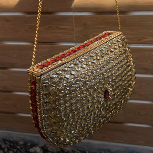 Bolsos de mano de noche para mujer, clutch metálico con mosaico y Kundan, bolso indio multicolor de la India para fiestas, novias y cenas, para chicas. - Product Image 6