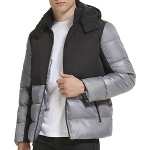 High Quality Canvas Windproof Winter Puffer Jackets Casual Stylish Stand Collar Zipper Front Logo Custom Design Wholesale Men's - Product Image 2