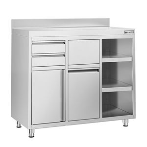 ตู้เก็บของสเตนเลสสตีลสำหรับเครื่องชงกาแฟ พร้อมท็อปครัว - ขนาด 1200x600 มม. - ประตูบานพับ - แบบตั้งพื้น - Product Image 3