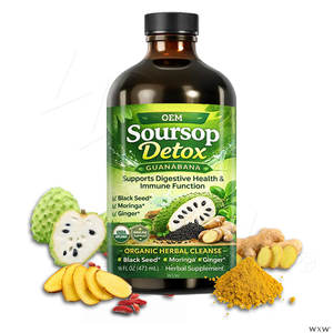 Liquido <span class=keywords><strong>Amaro</strong></span> di Soursop Biologico, Guanabana Detox, Semi Neri, Moringa, Zenzero, Supporto Digestivo e Immunitario, Etichetta Privata, Fabbrica OEM - Product Image 2