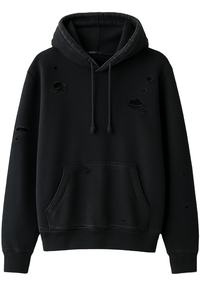 Streetwear personnalisé femmes hommes 500 gsm poids lourd surdimensionné blanc rose lavage à l'acide Vintage déchiré trou en détresse sweats à capuche zippés - Product Image 5