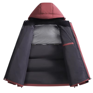 แจ็กเก็ตกันลมแบบลำลองสำหรับผู้ชายฤดูหนาวแจ็คเก็ตกลางแจ้งมีฮู้ดพร้อมหมวกที่ถอดออกได้กันลมหนาซับในผ้าใบขนเทียม - Product Image 6