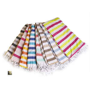 Elegante Toalla de playa de algodón turco ligero tejido plano estilo Hammam suave verano comodidad secado rápido resistente a la arena absorbente - Product Image 1