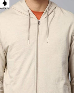 Pull à capuche personnalisé pour hommes, poids léger 100% coton, tissu éponge en polyester, haute qualité, décontracté, motif solide en relief - Product Image 2