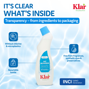 Nettoyant WC liquide écologique KLAR Custom 2 Eco Sensitive 750ml, végan, sans parfum, hautement biodégradable, ingrédient actif 80% - Product Image 4