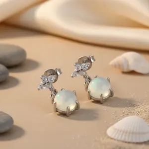 "Water Drop & Princess Cut Diamond <b>Stud</b> <b>Earrings</b> <b>for</b> <b>Women</b> in 14k & 18k Rose Gold" - Product Image 2