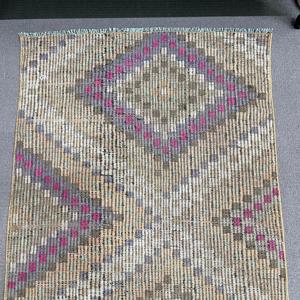 พรมวินเทจขนาด 2.8x7.9 ฟุต, พรมตุรกีแบบ Runner, พรมลายทางสีน้ำตาลชมพู - Product Image 3