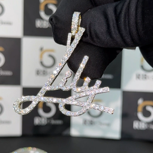 Pendentif Hip Hop unisexe en or plaqué 14 carats de style glacé, certifié IGI, diamant taille brillant VVS, cadeau pour les occasions - Product Image 2