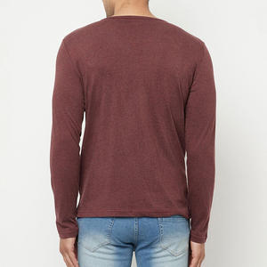 T-shirt en coton à manches longues pour homme, col en V, logo personnalisé, t-shirt à manches longues pour homme, col en V - Product Image 3