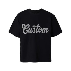 Logotipo de marca personalizado 220 GSM Camiseta unisex Camisetas de diamantes de imitación para hombres Camisas de Jersey de algodón para hombres Camisa de estilo de ajuste regular de peso pesado - Product Image 3