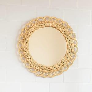 Miroir mural en rotin fait main de style bohème pour décoration de chambre à coucher - Product Image 1