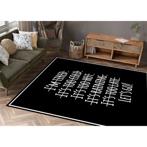 Alfombra Chenille Negra Decorativa para el Hogar con Frase Positiva 'Let's Go', Alfombra Delgada No Tejida - Product Image 5