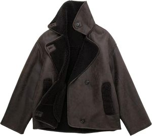 Chaqueta gruesa de gamuza sintética con forro de Sherpa para mujer, abrigo de cuero de gran tamaño, chaqueta de Moto de lana de piel de oveja, abrigo de invierno para motorista - Product Image 2