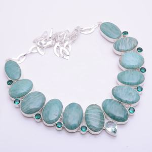 Sterling Silver Custom <b>Necklace</b>, Natural Dendrite Opal Gemstone Jewelry, Statement <b>Necklace</b> - Product Image 2