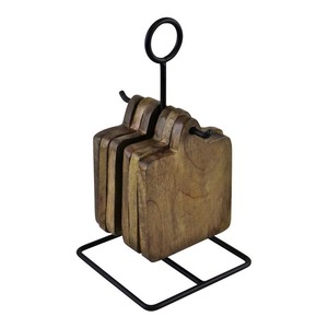 Posavasos clásico ecológico de madera de acacia con soporte Impresión de logotipo personalizado para mesa de centro o colocación de oficina - Product Image 1