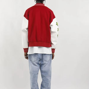 Veste universitaire en cuir pour hommes Streetwear Bomber d'hiver avec logo personnalisé broderie en chenille Patchwork de haute qualité Letterman pour hommes - Product Image 4