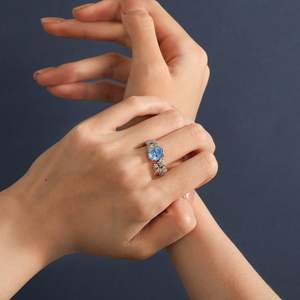 Jeulia Luna Astra Starry Oval Cut Sterling <b>Silver</b> <b>Ring</b> with <b>Garnet</b> and Ruby - Product Image 5