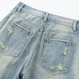 กางเกงยีนส์ขาบานสำหรับผู้หญิงกางเกงแฟชั่นระบายอากาศผ้าฝ้ายใหม่ - Product Image 5