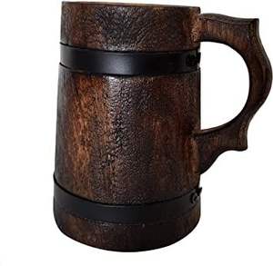 Jarra de cerveza de madera-Jarra vikinga artesanal 100%-Incluye saco de regalo medieval-Múltiples tamaños - Product Image 4