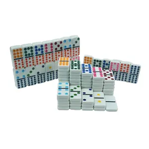 Professional custom domino set double 6 six 9 nine 12 tewelve Mexican train 8mm white domino with color paint dot without box